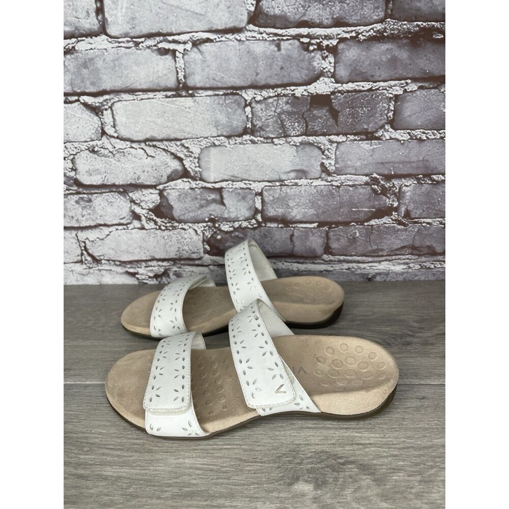 Vionic Randi White Leather Strappy Casual Orthopedic Sandals Women 6.5m Us/37eu